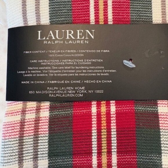 Ralph Lauren Multi Colored Tartan Plaid Christmas Kitchen Dish Towels Set of 2 - Picture 7 of 7